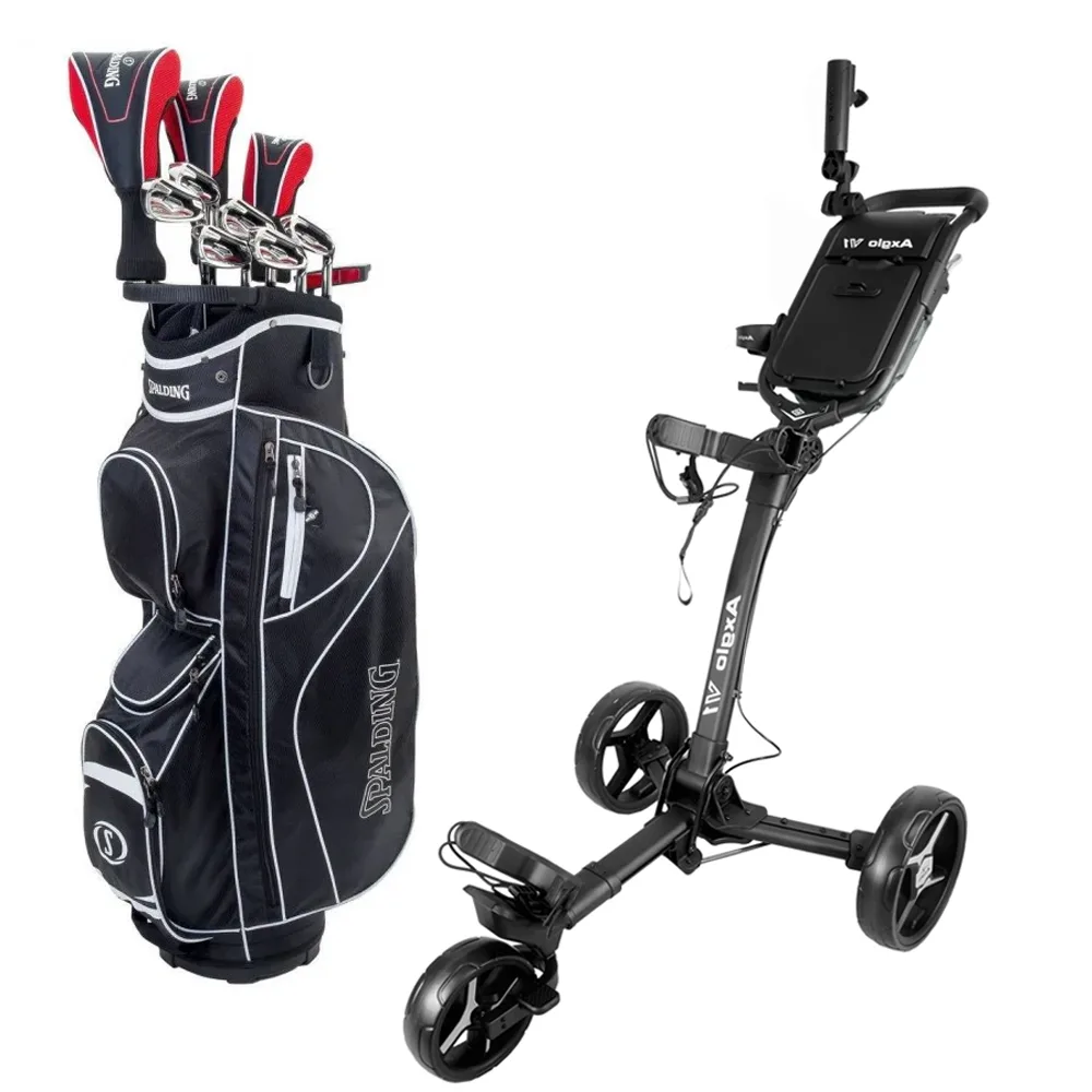 Nybörjarpaket – Spalding SX35 Full Set Herr – Grafit + Axglo V1 Golfvagn